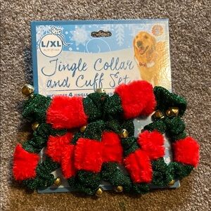 Christmas Holiday Jingle Collar and Cuff Set for Pets Size Large / XL